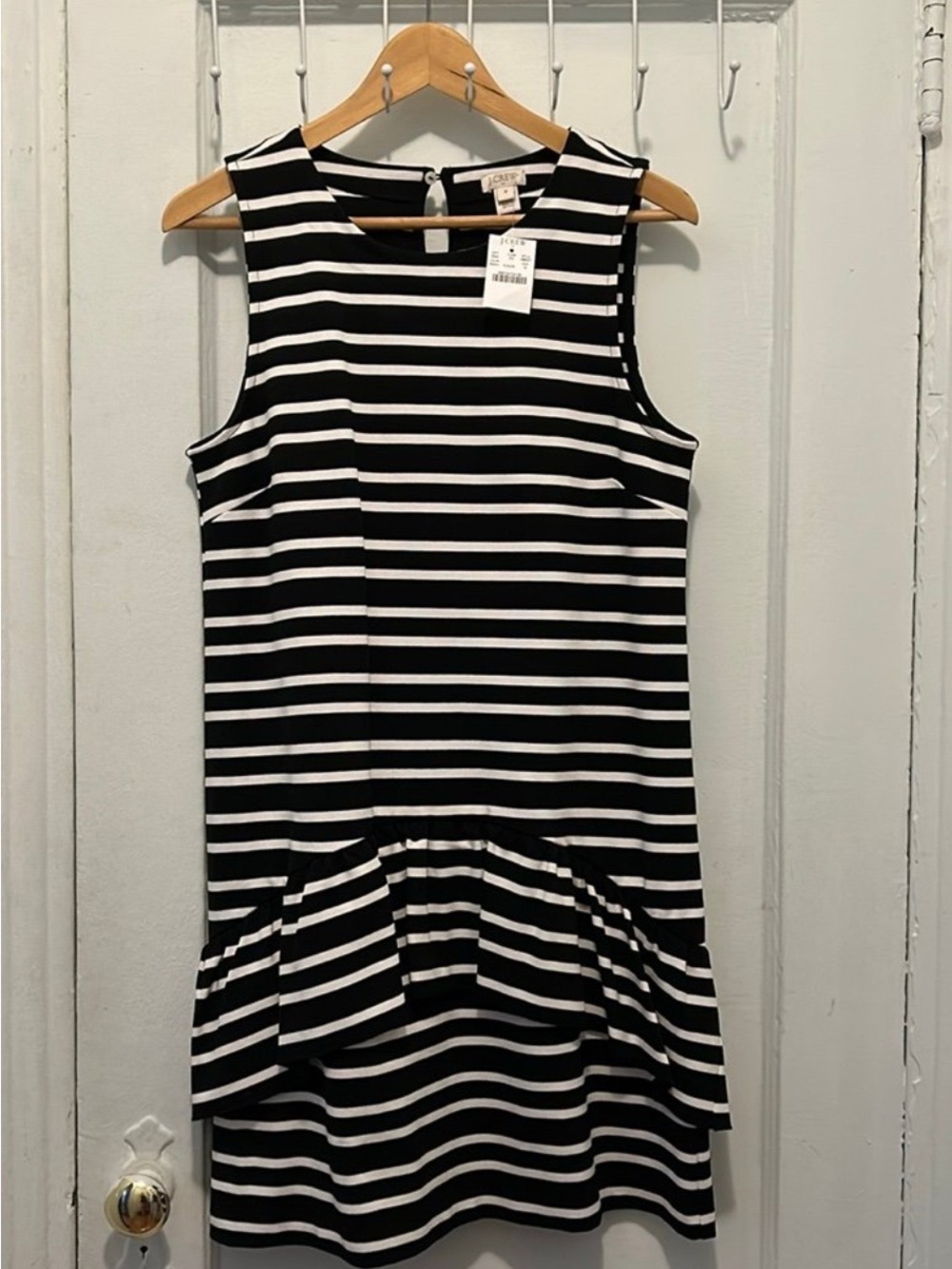 J. Crew Factory Black and White Striped Sleeveless Dress